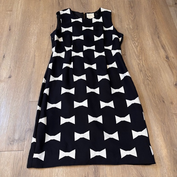 Kate Spade Women’s Cora Bow AOP Midi Shift Dress Viscose Black White Size 12 - Picture 2 of 12